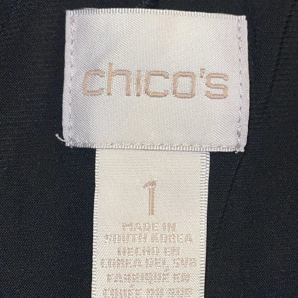 Chico’s Size 1/Medium Layered‎ Black and White Shirt.  3/4 Sleeve. - Picture 6 of 11